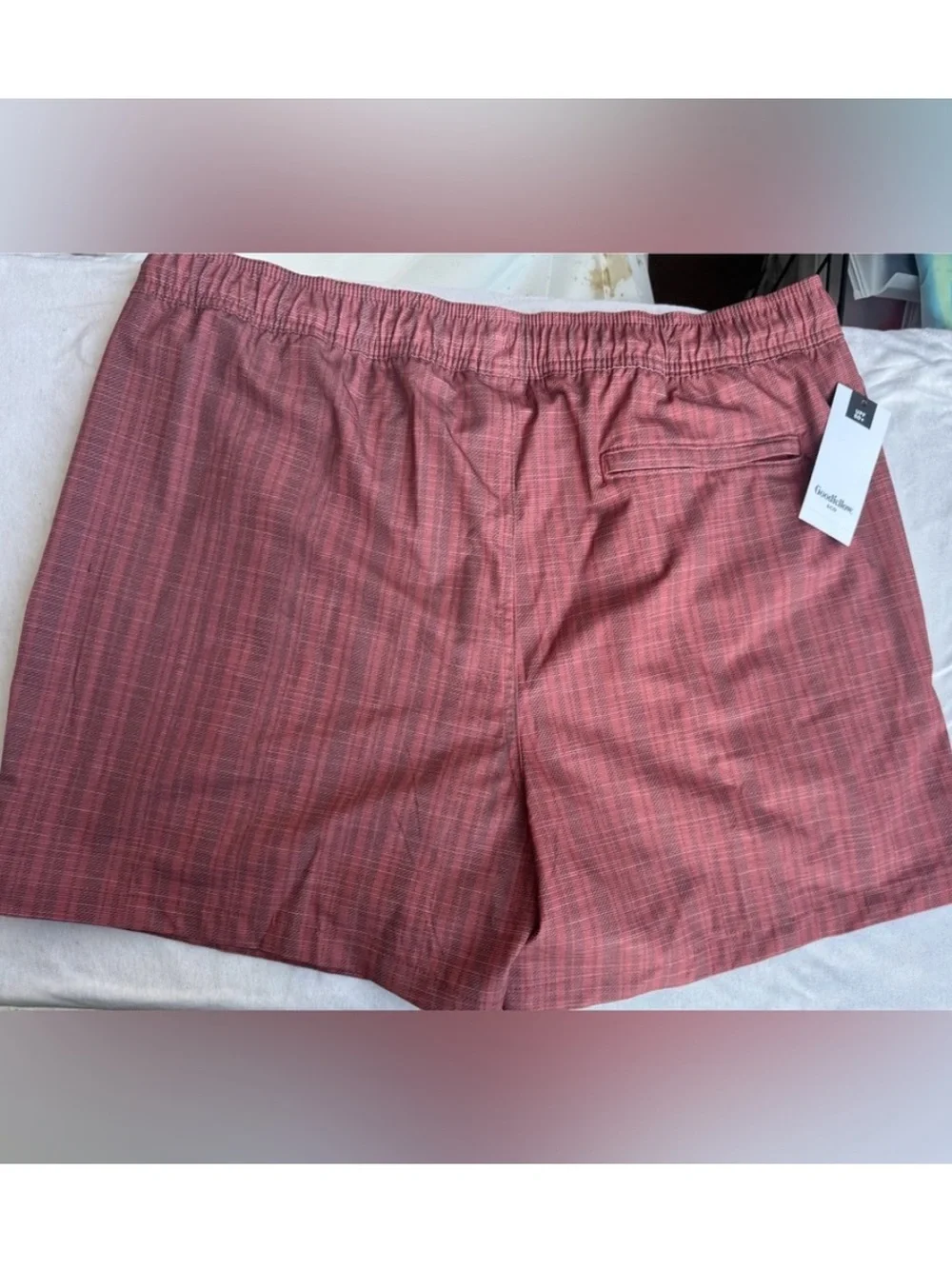 Men's Red Twill Striped 5” Inseam Swim Shorts - Goodfellow & Co